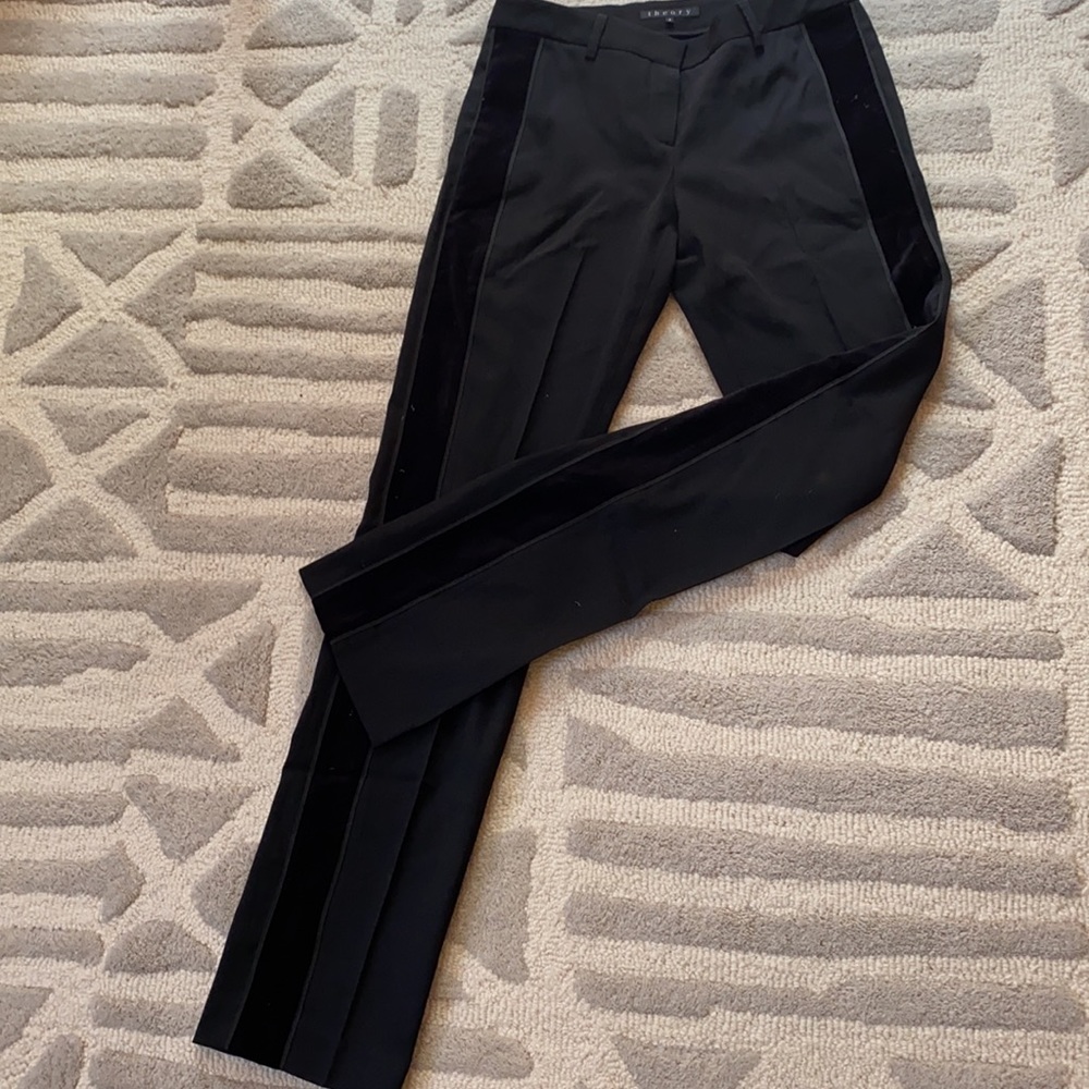 Theory Tuxedo Pants/Velvet trim. New without tags